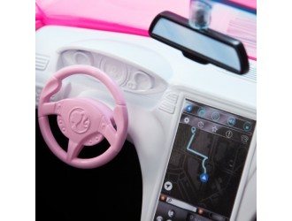 Masina cabrio Barbie Dream Car roz, 2 locuri pentru papusi.