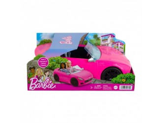 Masina cabrio Barbie Dream Car roz, 2 locuri pentru papusi.