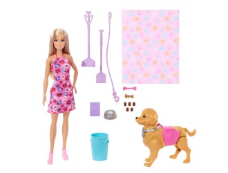 Set Barbie Walk & Potty Pup, papusa cu catelus interactiv si accesorii