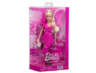Papusa Barbie Deluxe Style Pink and Black, rochie asimetrica,