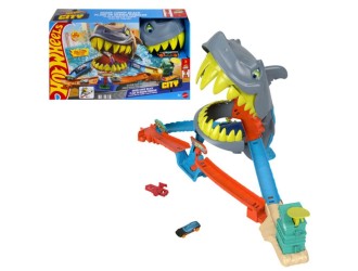 Set pista Hot Wheels City Shark Chomp Beach cu masinuta