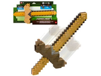 Трансформируемый меч в золотую кирку Minecraft Mattel, пластиковая игрушка 2 в 1