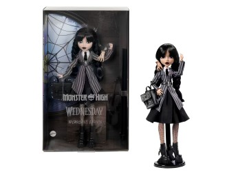 Papusa de colectie, Monster High x Wednesday Wednesday Addams Mattel, cu accesorii