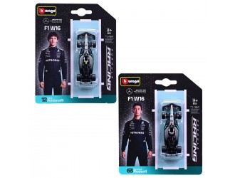 Macheta auto Bburago Mercedes-AMG F1 W16 (2025), scara 1:64, 2 modele in asortiment, 14+ ani