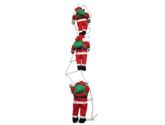 Decoratiune suspendabila Mos Craciun pe scara cu sac cadouri, 25cm