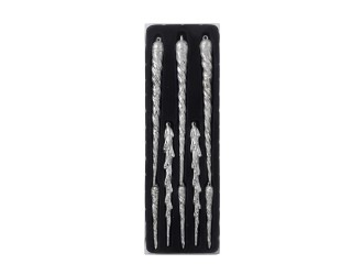 Set 8 decoratiuni de Craciun tip turturi argintii - ornamente pentru brad
