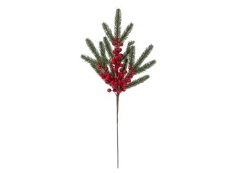 Ramura decorativa de brad cu pomusoare rosii - decor artificial de Craciun