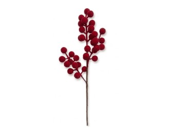 Ramura decorativa cu pomusoare rosii catifelate - decor artificial pentru aranjamente