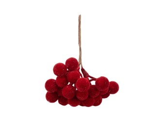 Ramura decorativa cu pomusoare rosii catifelate - accesoriu pentru aranjamente festive