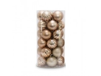 Set 30 globuri de Craciun 8 cm sampanie