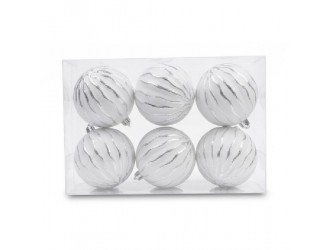 Set Globuri 6 buc. 6 cm alb