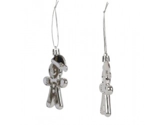  Set 2 buc. decoratiune Om de zapada, 8cm, argintiu