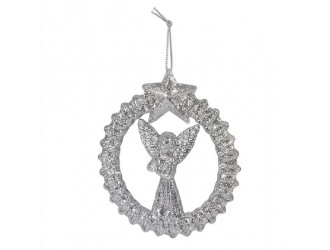 Decoratiune Inger 1 buc 8.5 x 1 x 10cm argintiu