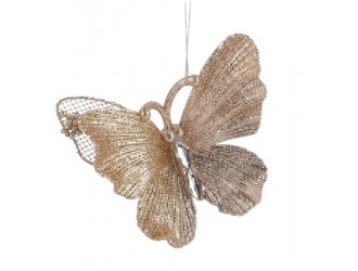 Decoratiune Fluture 1 buc. 10 x 9 cm, champagne
